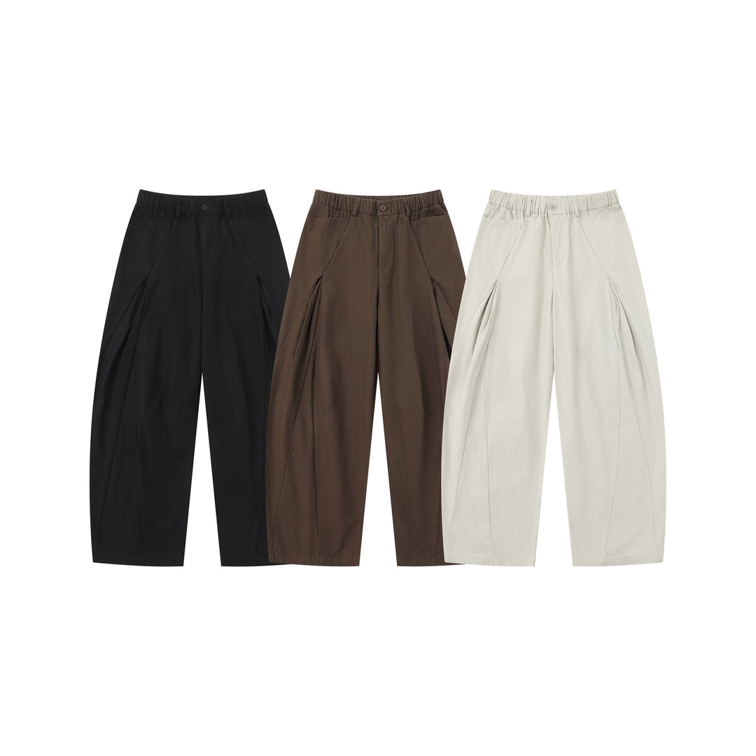 Damen Weite Culotte-Hose mit dekorativen Falten und elastischem Bund Drune