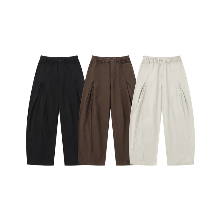 Damen Weite Culotte-Hose mit dekorativen Falten und elastischem Bund Drune