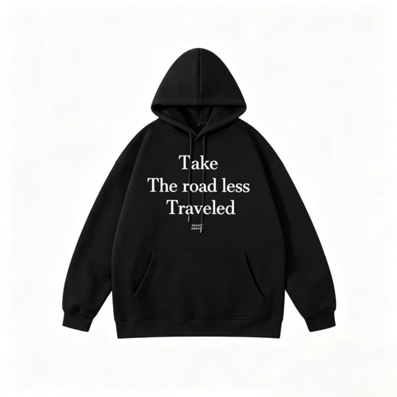 Unisex Oversize-Kapuzenpullover mit Statement-Print und Kängurutasche Drune