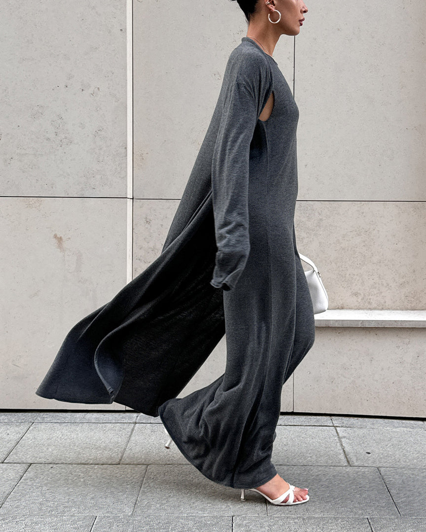 Drune | Strick Strickjacke mit Langen Ärmeln und Satz Aus Trägerkleid