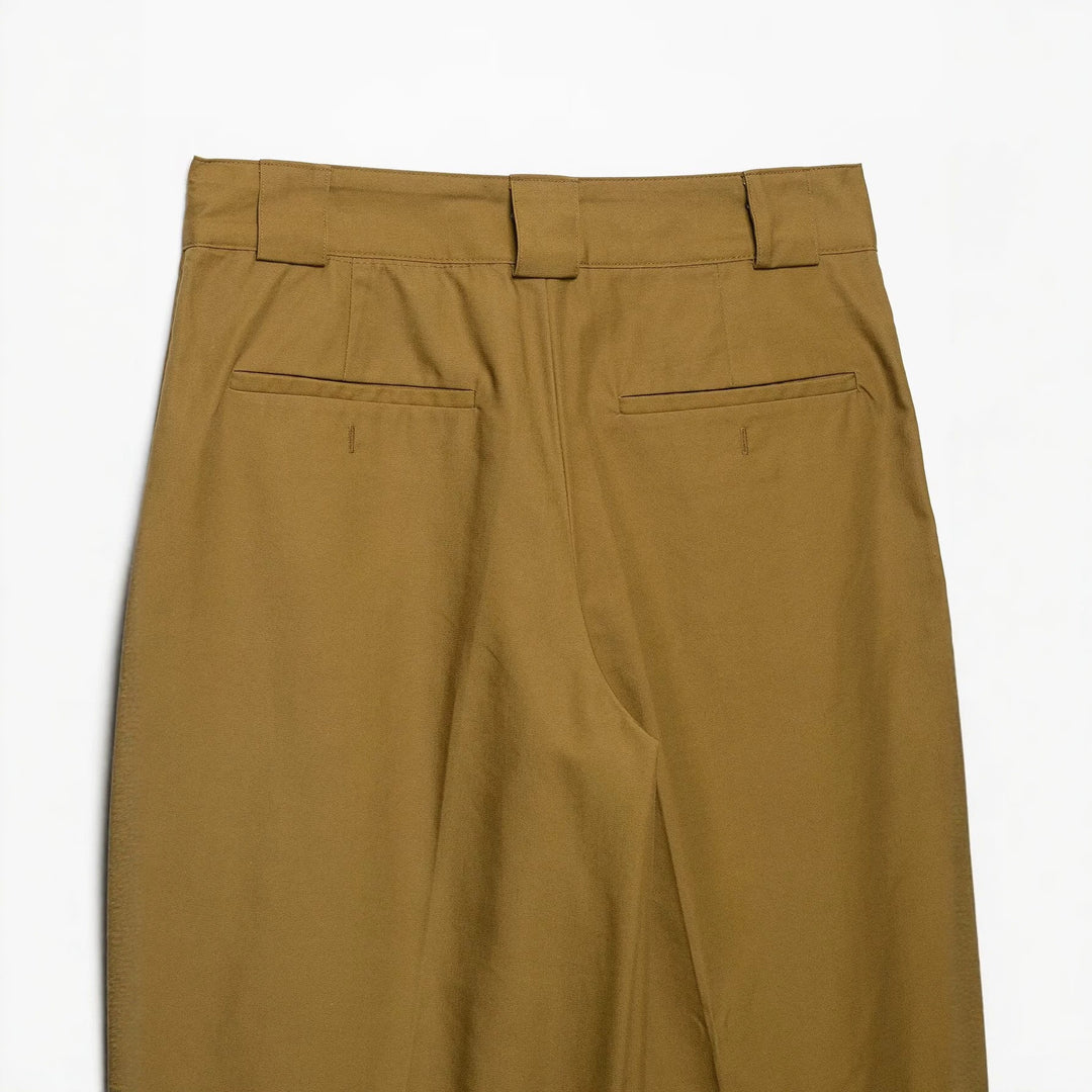 Damen Hochtaillierte weite Bundfaltenhose mit geradem Bein und Eingrifftaschen Drune