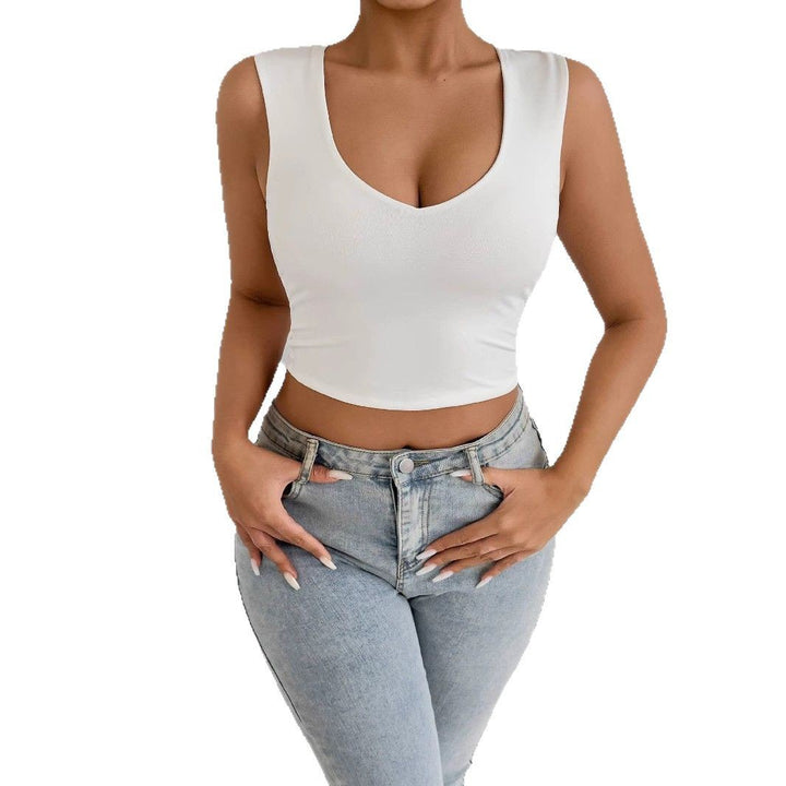 Damen Crop-Top mit V-Ausschnitt und raffinierten Seitenschlitzen Drune