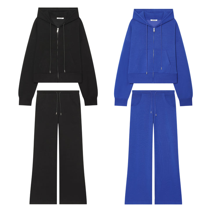 Damen Cropped Sweatjacke mit Metallreißverschluss, Kängurutasche und oversized Kapuze Drune