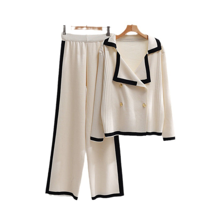 Damen elegantes Loungewear-Set mit Kontrastdetails Drune