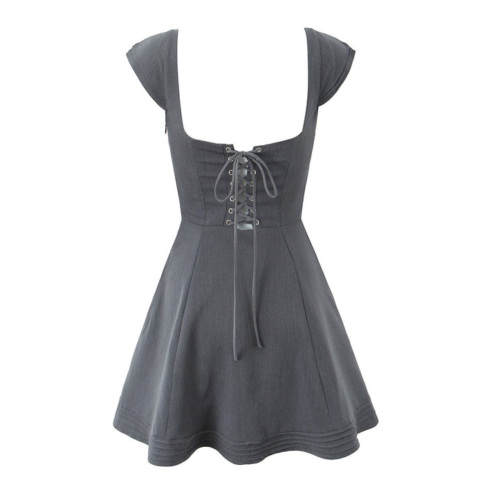 Damen A-Linien Kleid mit schickem Herz-Ausschnitt und eleganten Puffärmeln Drune