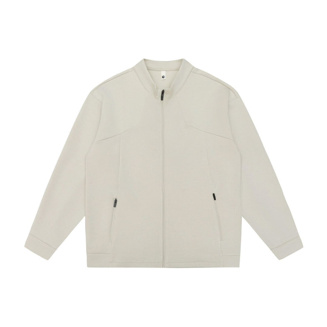 Unisex Oversize Zip‑Jacke aus schwerer Baumwollmischung mit Stehkragen und Reißverschlusstaschen Drune