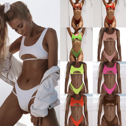 Damen Extravagantes Badeoberteil mit Cut-Outs Drune