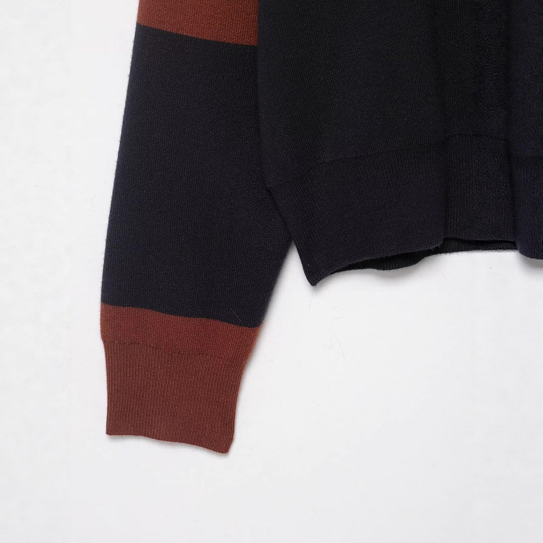 Damen lässiger Poloshirt-Pullover mit überschnittenen Schultern Drune