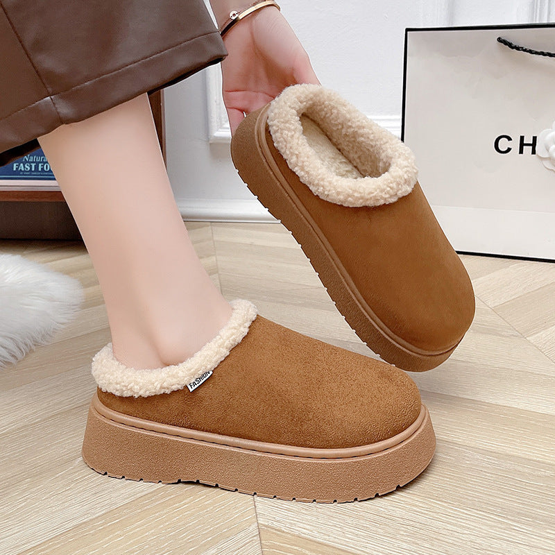 Damen Kuschelige Slipper‑Pantoffeln mit hohem Plateau und Teddyinnenfutter Drune