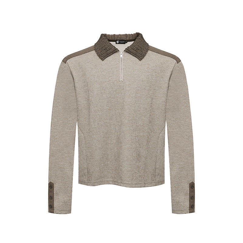 Damen Langarm-Poloshirt mit Halbzip, Kontrastschultern und Knopfmanschetten Drune