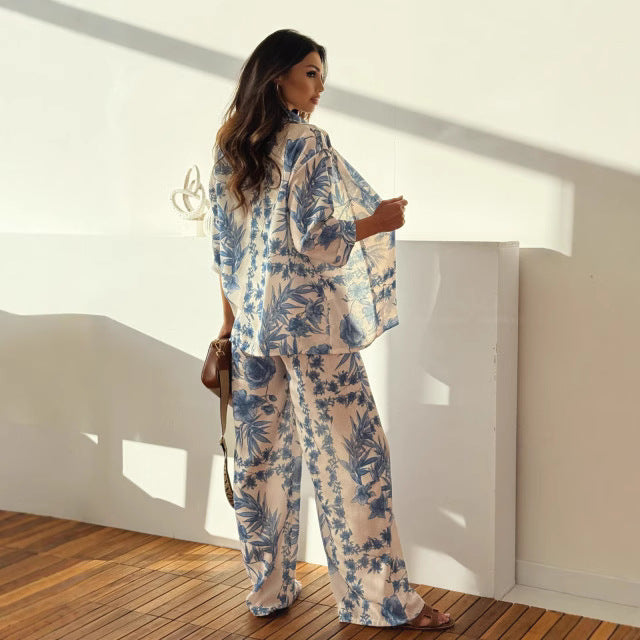 Damen Zweiteiler Set mit floralem Design und lässigem Schnitt Drune