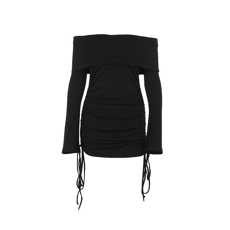 Damen Off-Shoulder Oberteil mit Raffungen und Kordeldetails Drune