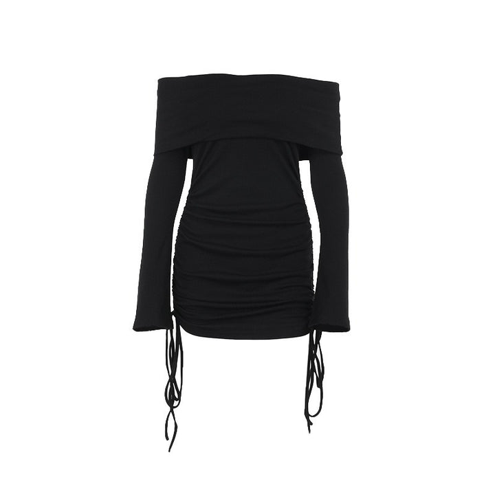 Damen Off-Shoulder Oberteil mit Raffungen und Kordeldetails Drune