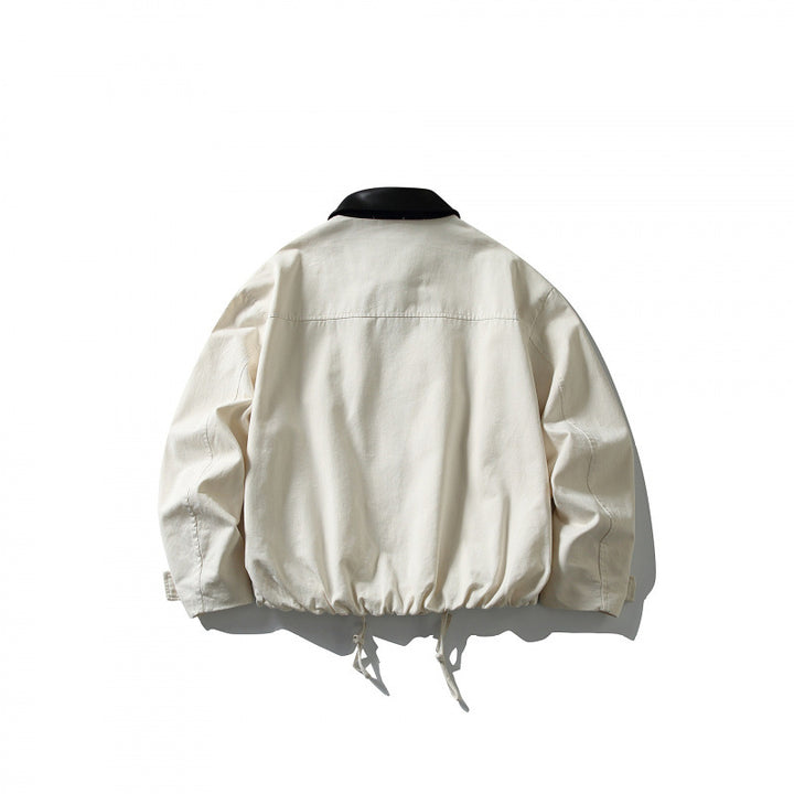 Herren Boxy-Utility-Jacke mit Kunstlederkragen, Tunnelzug und Druckknopfmanschetten Drune