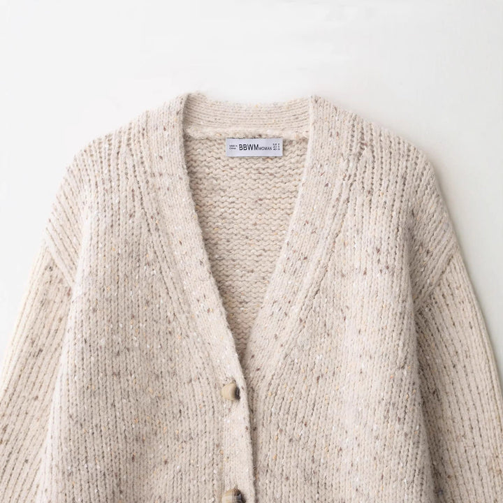 Damen Chunky Strickjacke mit großen aufgesetzten Taschen Drune