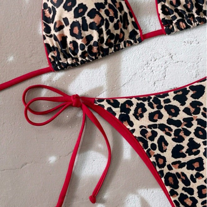 Damen Triangel-Bikini mit aufregendem Leopardenmuster Drune