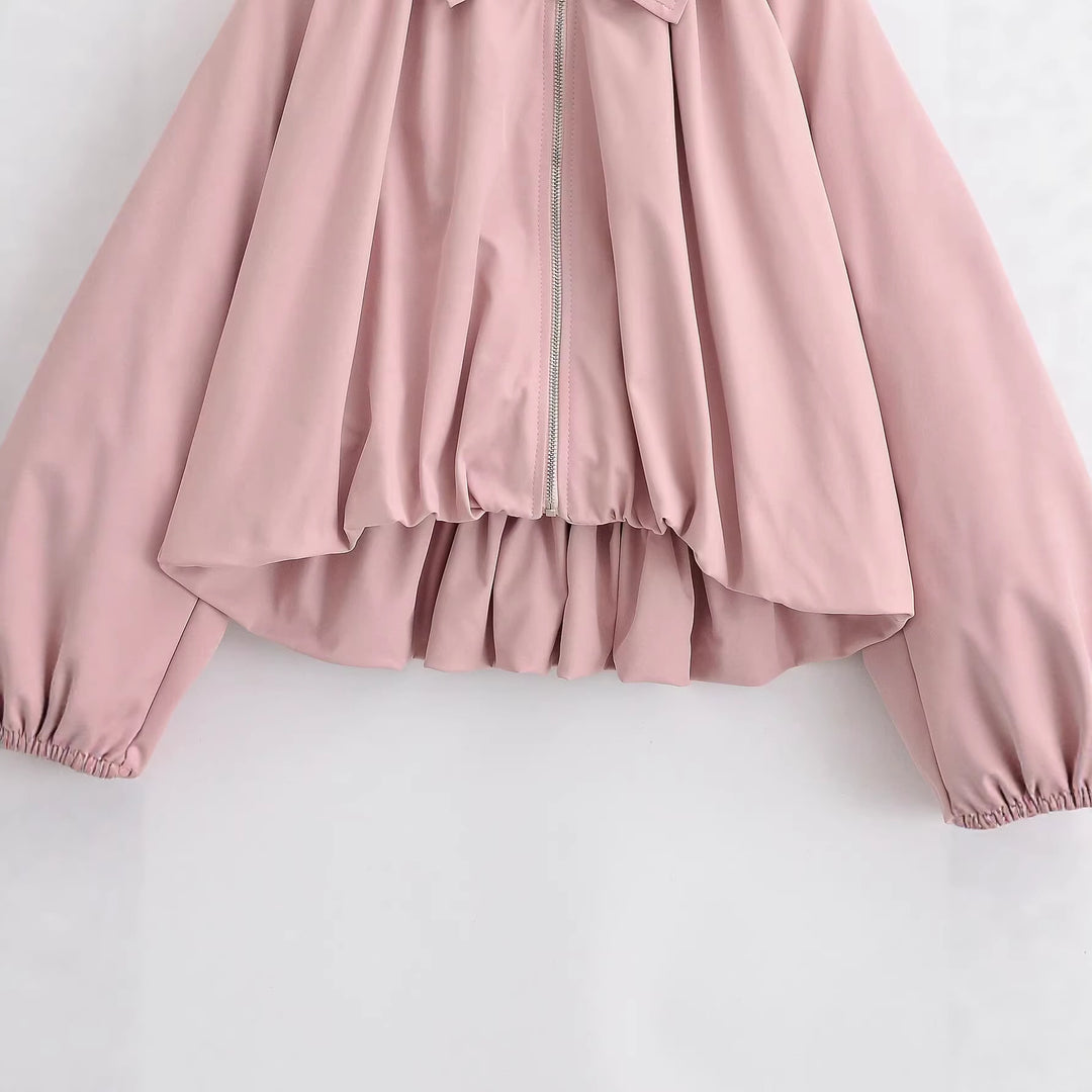 Damen Kurz geschnittene Blousonjacke mit weitem Kimonoärmel und gerafftem Saum Drune