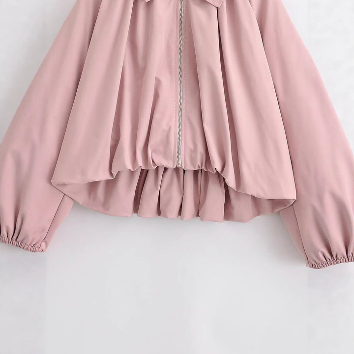 Damen Kurz geschnittene Blousonjacke mit weitem Kimonoärmel und gerafftem Saum Drune