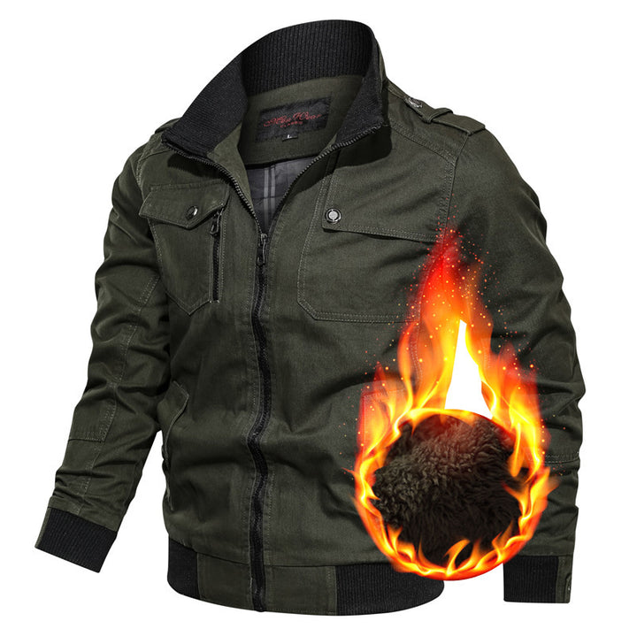 Herren nan multifunktionale Piloten-Bomberjacke mit herausnehmbarer Teddy-Innenweste, Schulterpatten und verdecktem Reißverschluss Drune