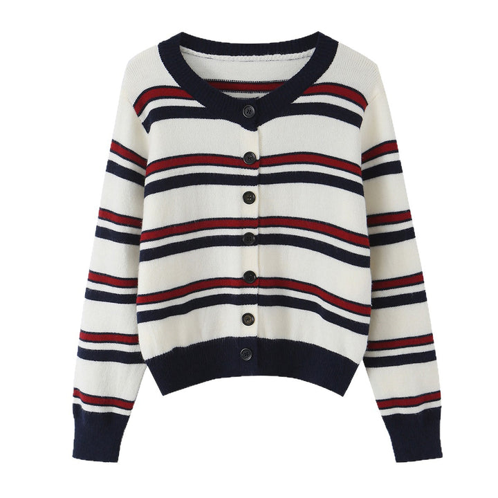 Damen Feinstrick-Cardigan im Cropped-Boxy‑Schnitt mit durchgehender Knopfleiste Drune