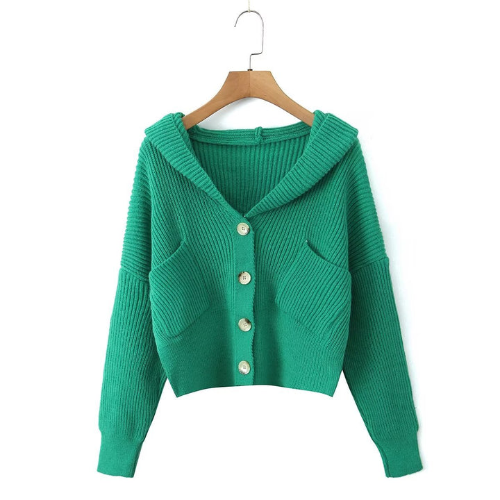 Damen lässige Strickjacke mit Kapuze und praktischen Taschen Drune