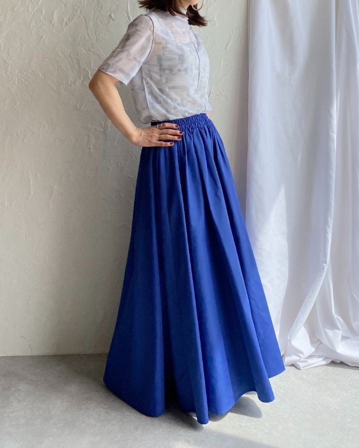 Damen Eleganter Teller‑Maxirock mit hohem Bund, versteckten Eingrifftaschen und verstärktem Saum Drune