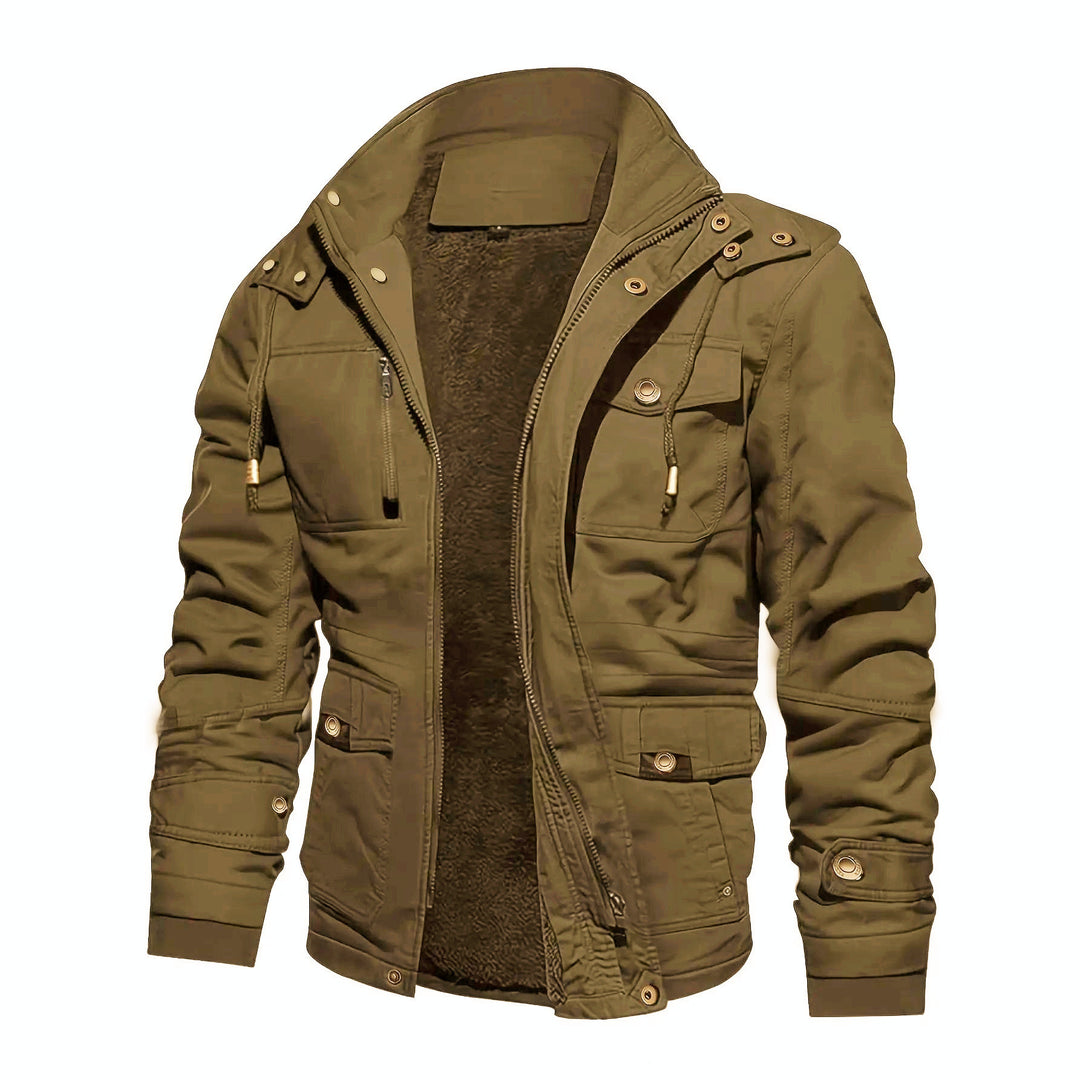 Herren gefütterte Utility-Feldjacke mit Kapuze und Teddyfutter Drune