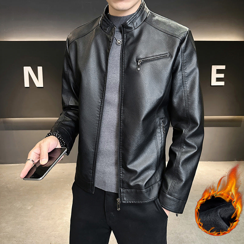 Herren Modische Kunstlederjacke mit praktischen Reißverschlusstaschen Drune 1788322121