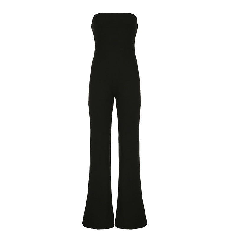 Damen elegantes Jumpsuit im lässigen Design mit Bandeau-Oberteil und weitem Bein Drune