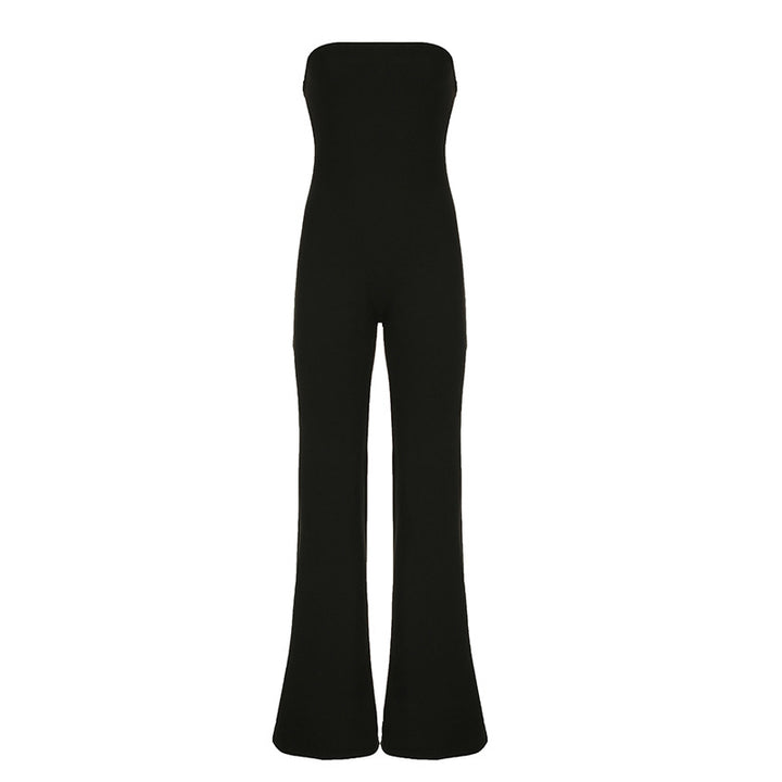 Damen elegantes Jumpsuit im lässigen Design mit Bandeau-Oberteil und weitem Bein Drune