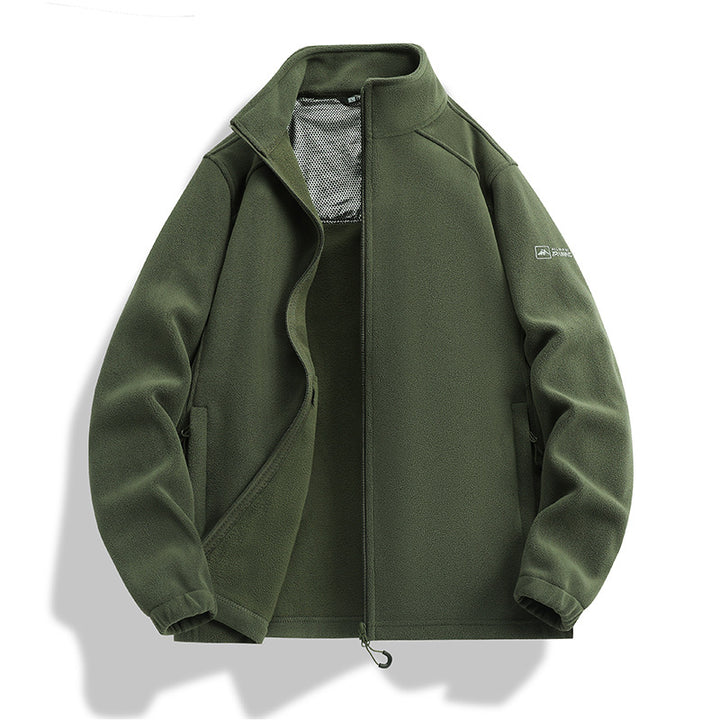 Herren Fleecejacke mit Stehkragen, Windabweisender Microfleece und Reißverschlusstaschen Drune