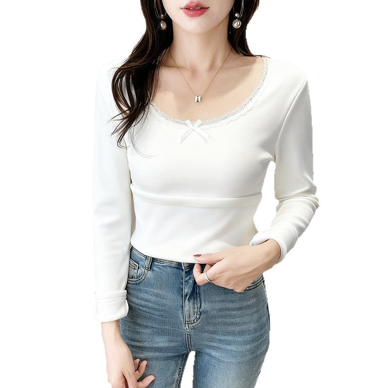 Damen Langarmshirt mit elegantem Spitzendetail Drune