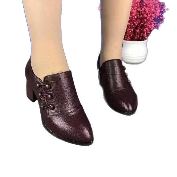 Damen Elegante Spitze Slipper‑Pumps mit niedrigem Blockabsatz und strukturierter Lederoptik Drune