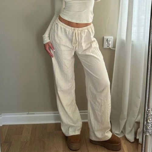 Damen nan weite Jogginghose mit hohem Bund Tunnelzug und Palazzo-Silhouette Drune