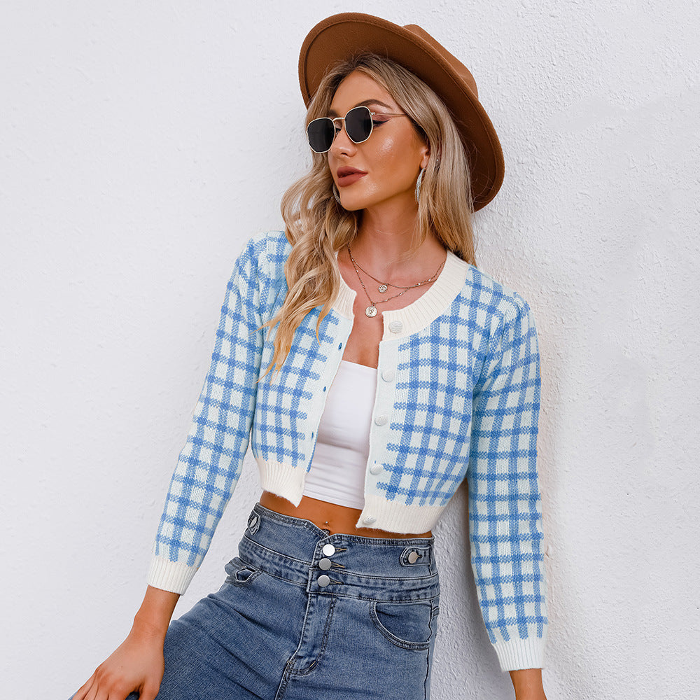 Damen Kuscheliger Karo Strickcardigan Drune