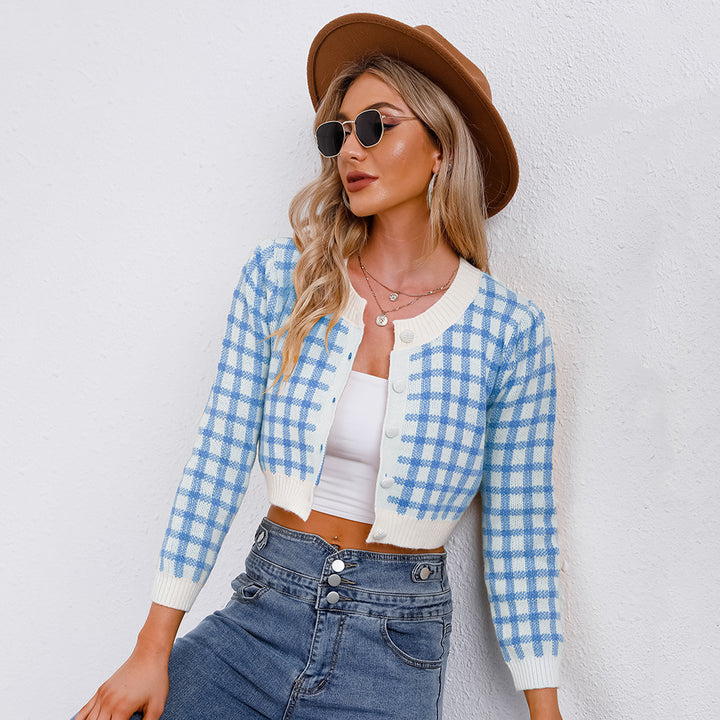 Damen Kuscheliger Karo Strickcardigan Drune