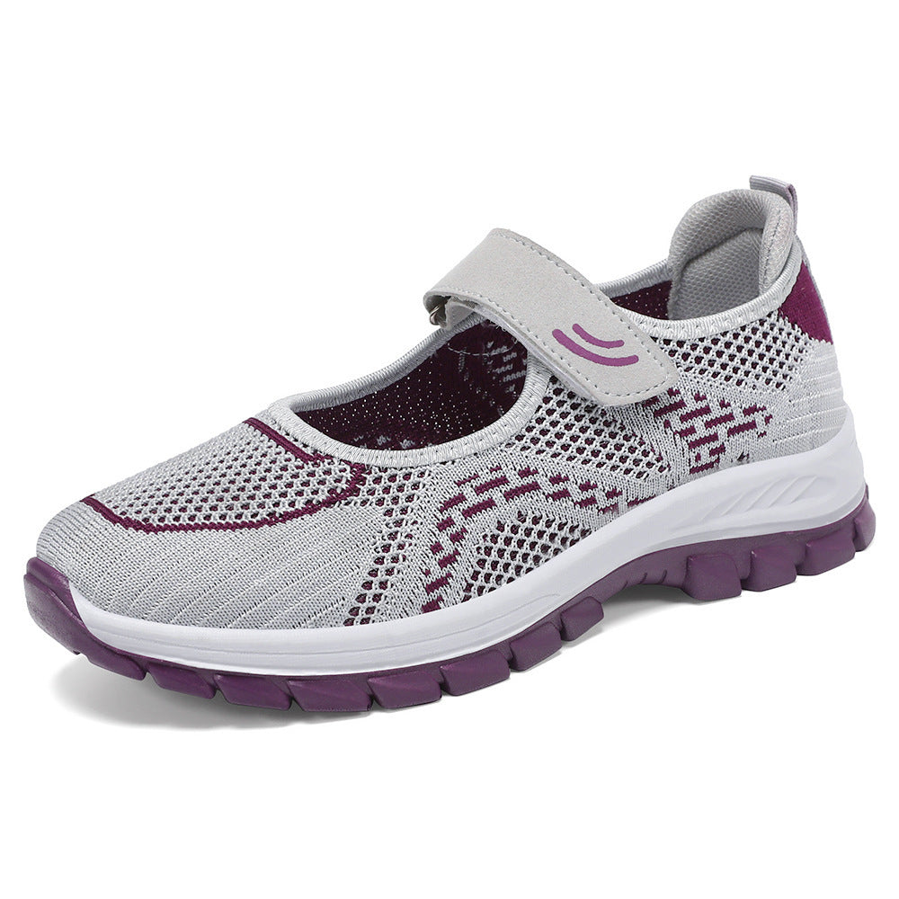 Damen Leichte Freizeitschuhe mit verstellbarem Riemen und atmungsaktivem Netzobermaterial Drune