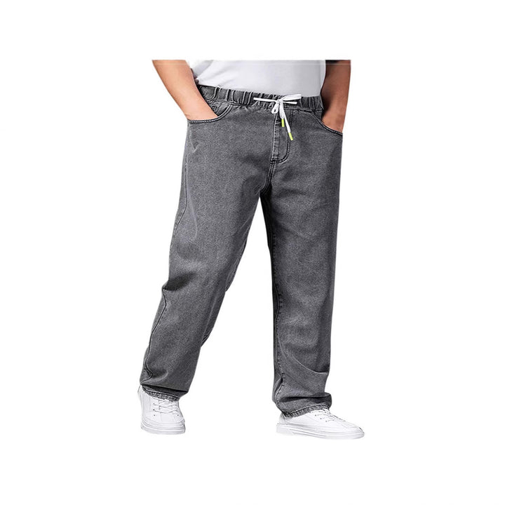 Herren nan weitenverstellbare Denim Jogginghose mit elastischem Bund und Kordelzug Drune