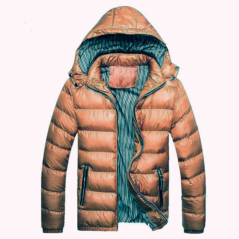 Herren Leichtgewichtige Steppjacke mit Kapuze, Thermoisolierung und gestreiftem Futter Drune