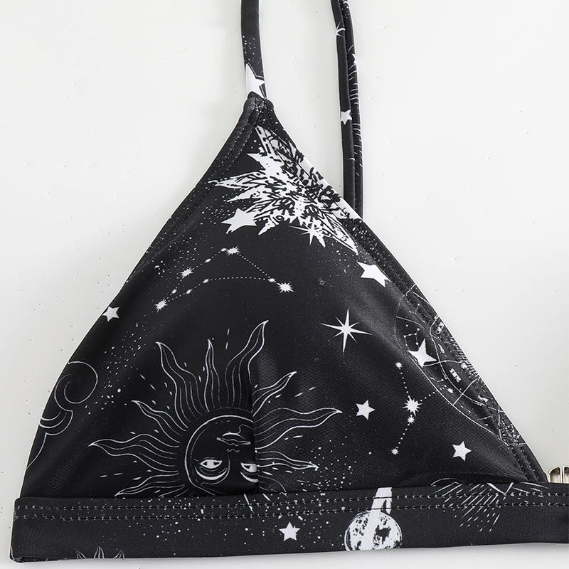 Damen Triangel-Bikini mit einzigartigem Sternenmotiv und verstellbaren Trägern Drune