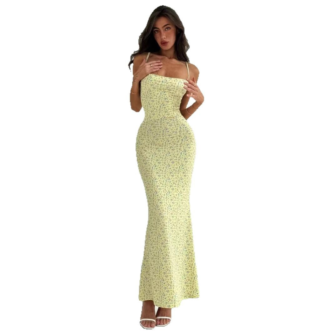 Damen Elegantes Sommerkleid mit zarten Blumenmuster und fließendem Schnitt Drune