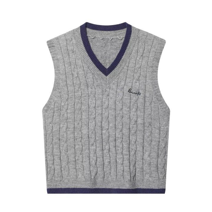 Damen Strickweste mit V-Ausschnitt und klassischem Kabelstrickmuster Drune
