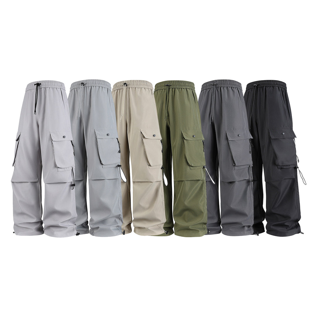 Herren Baggy‑Cargohose im Tech‑Utility‑Stil mit elastischem Tunnelzugbund, großen Klappfächern und Zipper‑Details Drune