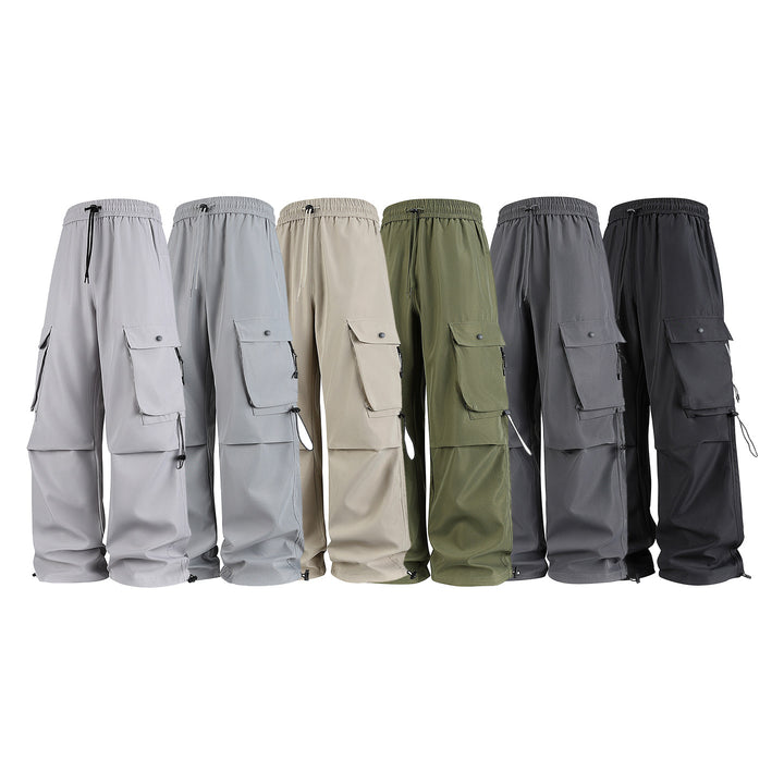 Herren Baggy‑Cargohose im Tech‑Utility‑Stil mit elastischem Tunnelzugbund, großen Klappfächern und Zipper‑Details Drune