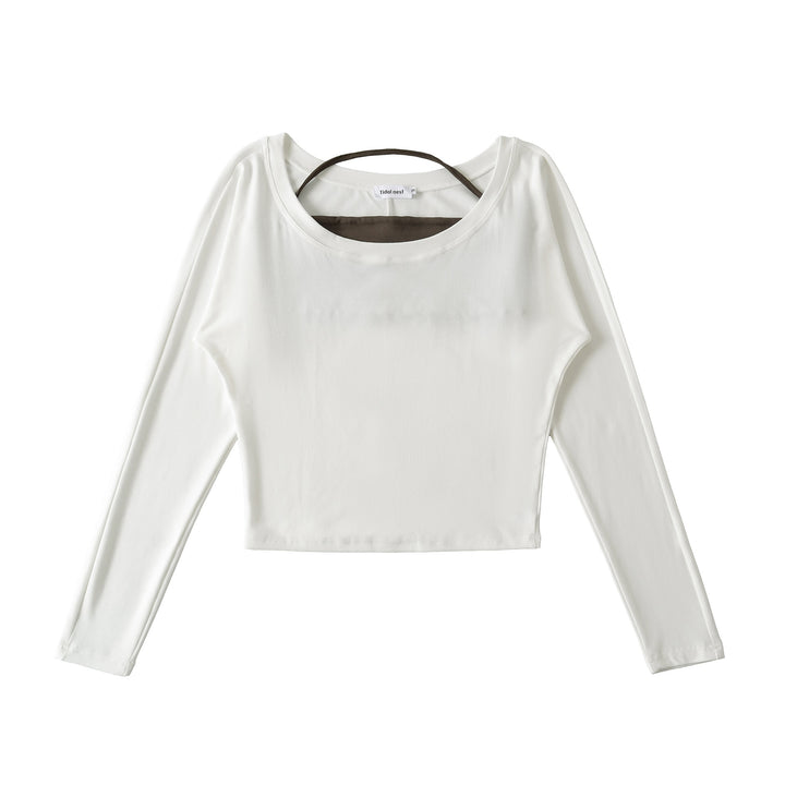 Damen lässiges Langarmshirt mit schickem U-Boot Ausschnitt und modischem Rückendetail Drune