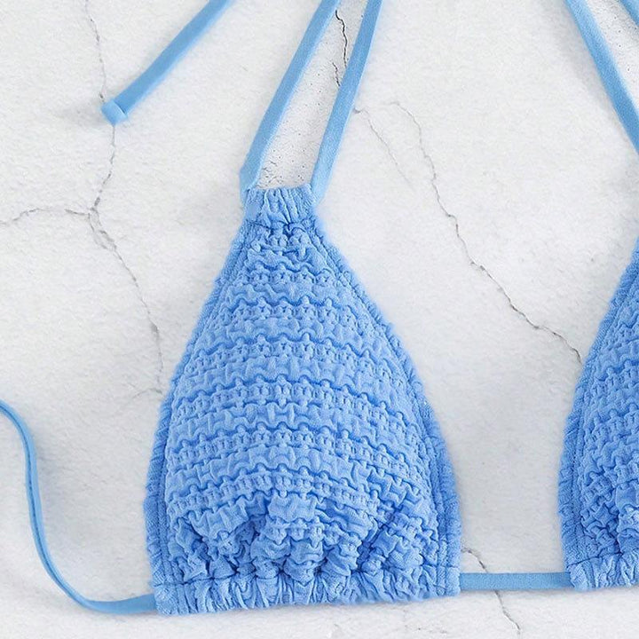 Damen Häkel-Bikini mit verspielten Bindebändern Drune