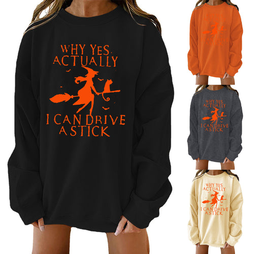 Damen Sweatshirt mit kreativem Hexenmotiv Drune