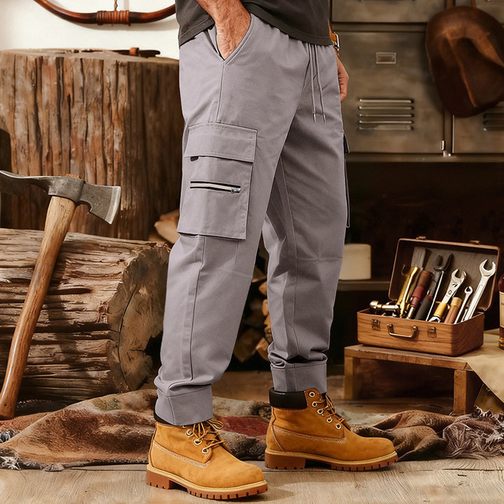 Herren Cargo-Jogginghose mit Multifunktionalen Reißverschluss-Taschen & Elastischem Bündchen Drune