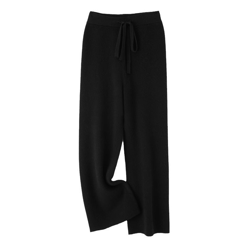 Damen weite Strickhose mit Tunnelzugbund und kaschmirähnlicher Haptik Drune