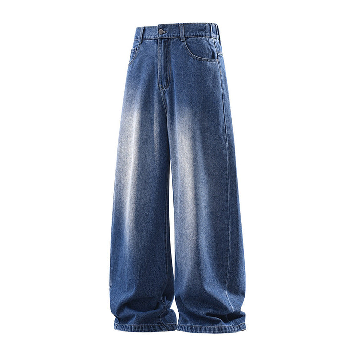 Damen Weite Jeanshose mit hohem Bund, elastischem Taillenbund und Baggy‑Silhouette Drune